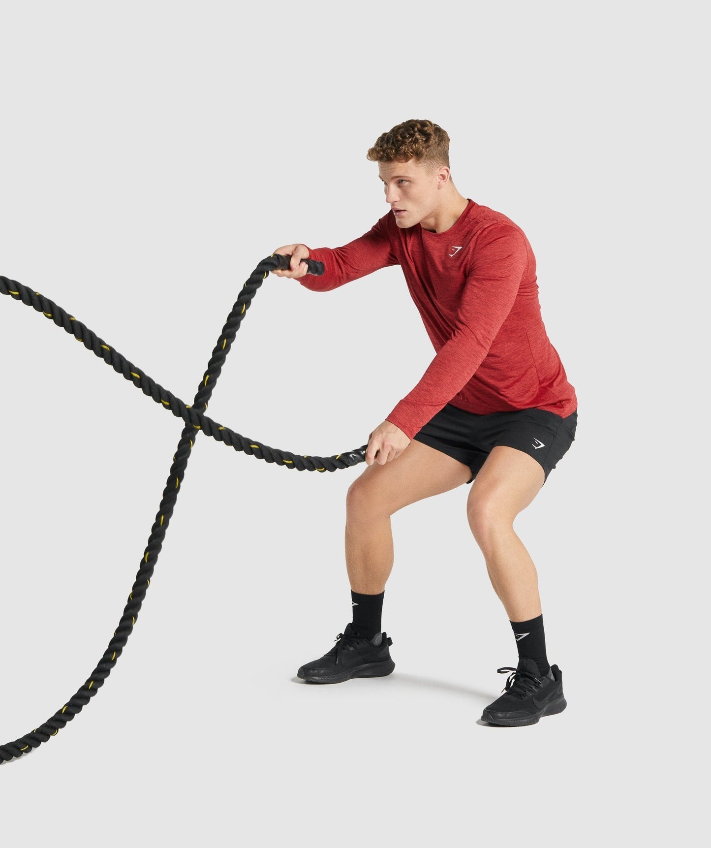 Gymshark Ankunft Marl Long Sleeve T -Shirt - Red Margel