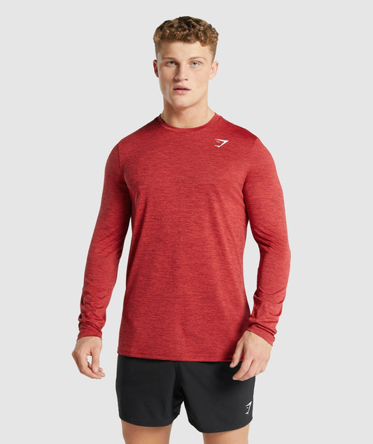 Gymshark Ankunft Marl Long Sleeve T -Shirt - Red Margel