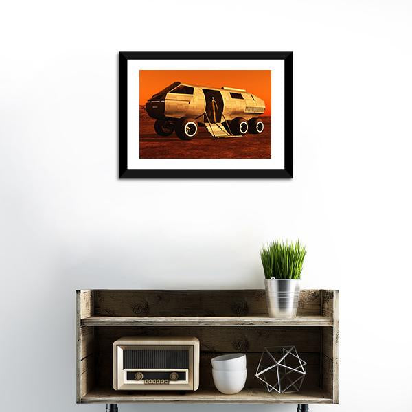 Astronaut In Mars Rover Canvas Wall Art-1 Piece-Framed Print-20" x 16"-Tiaracle