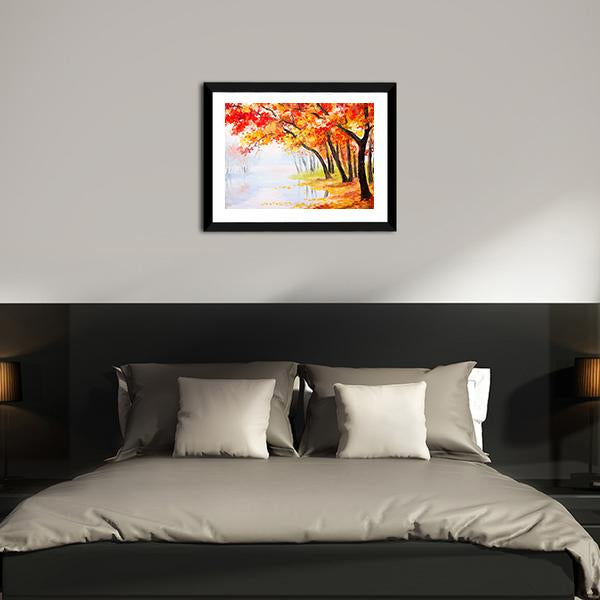 Autumn Forest Near The Lake Canvas Wall Art-3 Horizontal-Gallery Wrap-25" x 16"-Tiaracle