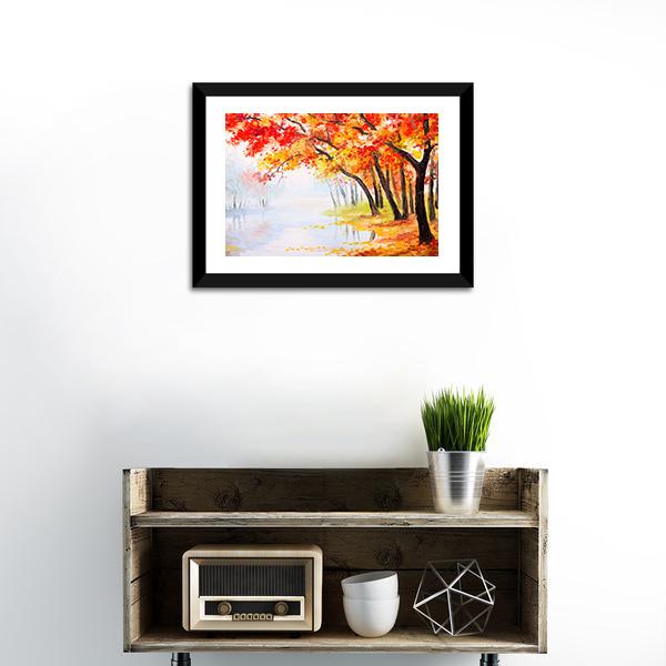 Autumn Forest Near The Lake Canvas Wall Art-3 Horizontal-Gallery Wrap-25" x 16"-Tiaracle