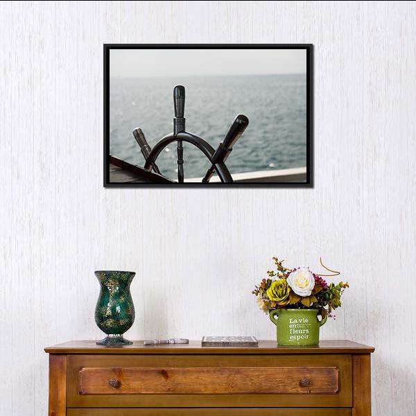 Boat Steering Wheel Canvas Wall Art-1 Piece-Floating Frame-24" x 16"-Tiaracle