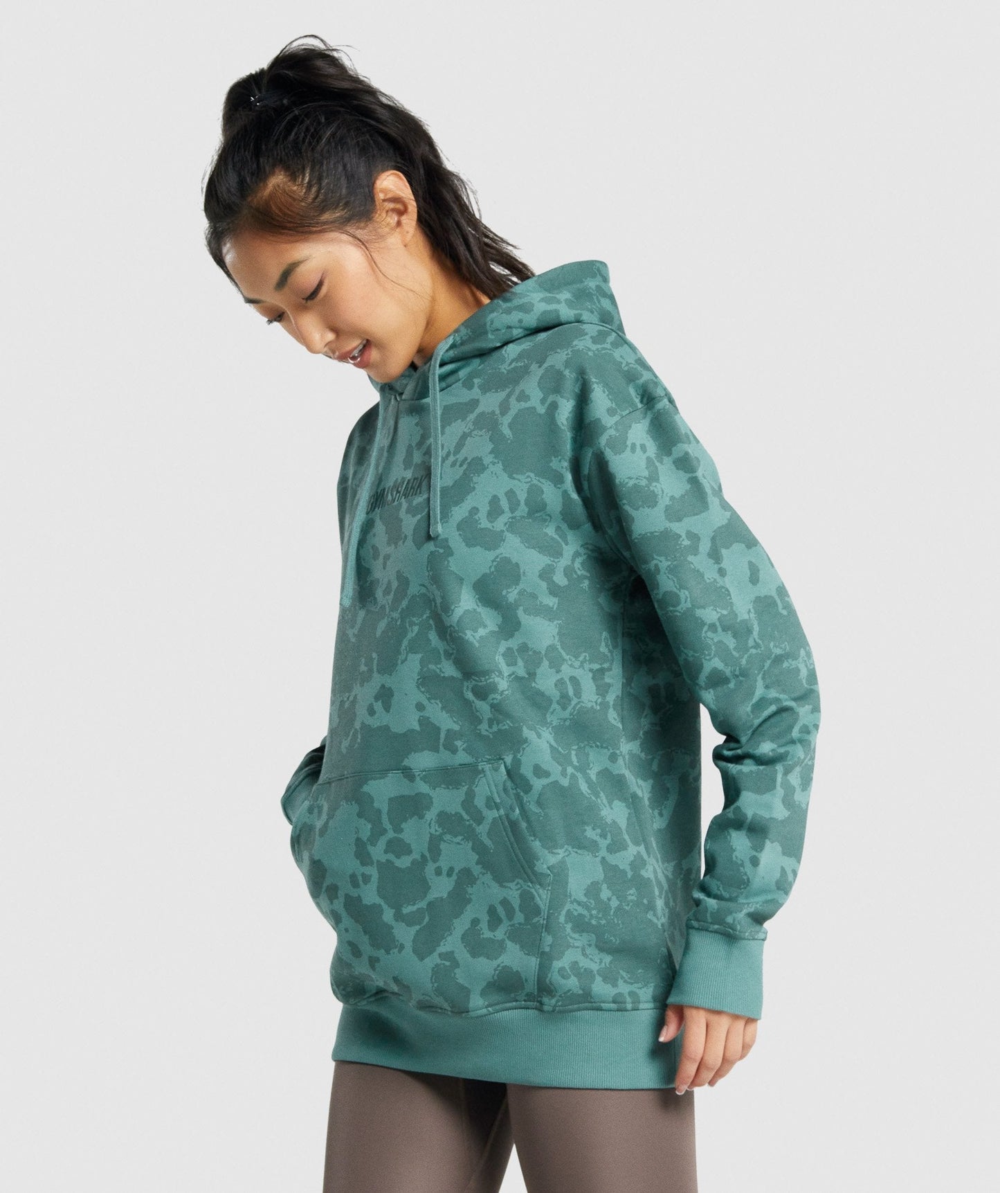 Gymshark Camo Graphic Oversized Hoodie - Dark Green