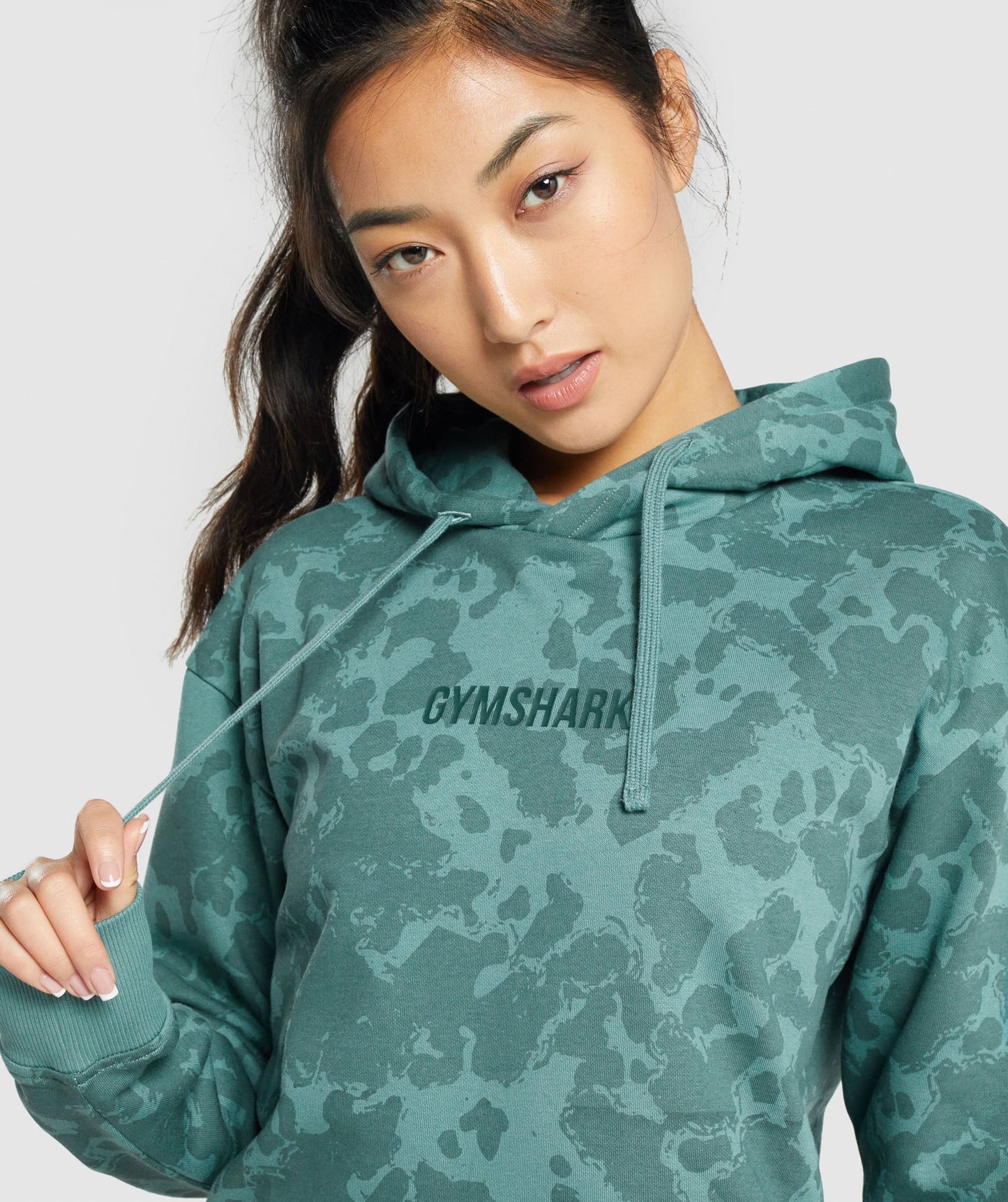 Gymshark Camo Graphic Oversized Hoodie - Dark Green