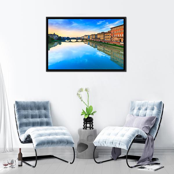 Carraia Medieval Bridge Canvas Wall Art-1 Piece-Floating Frame-24" x 16"-Tiaracle