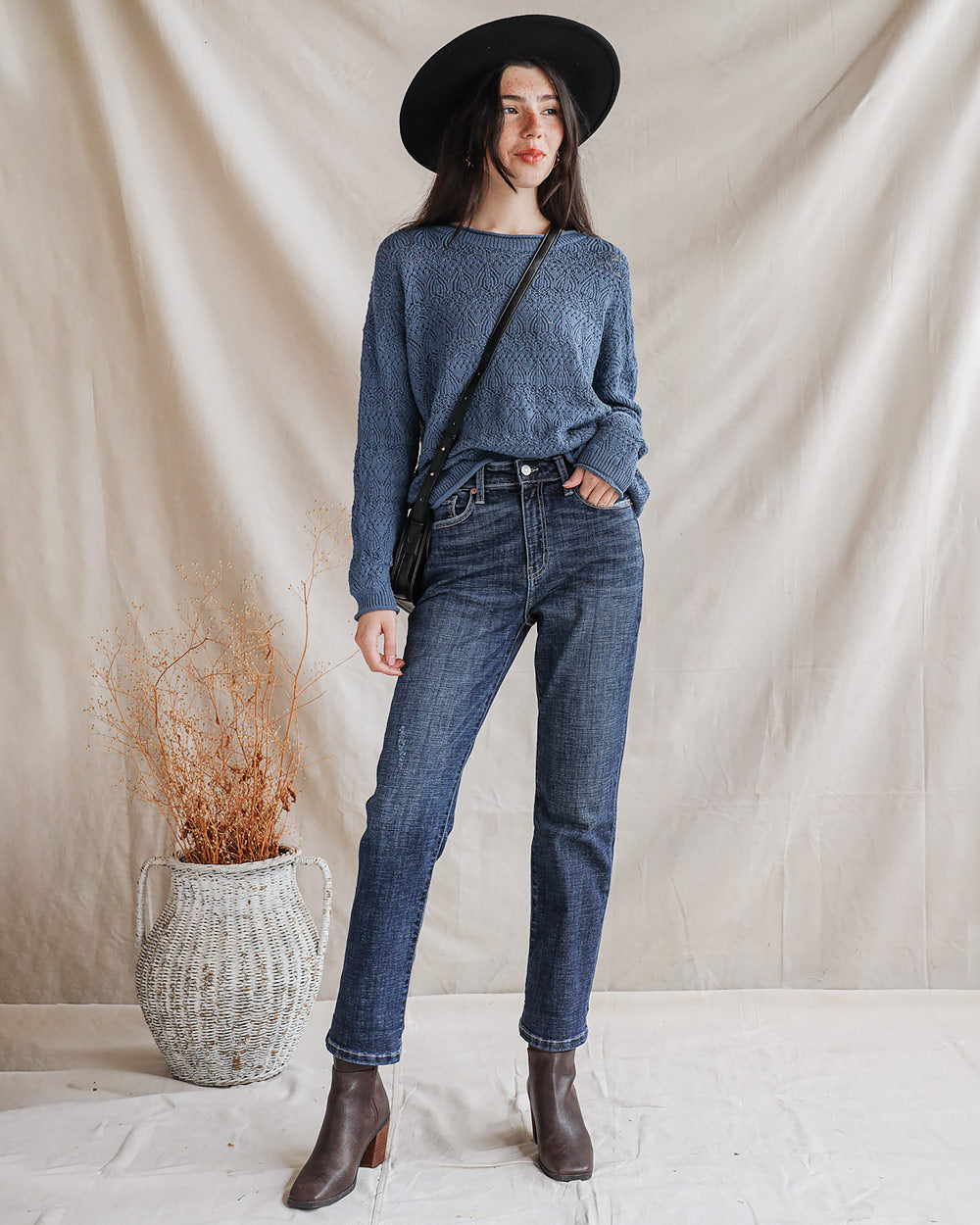 Pullover mit Stehkragen - Blau