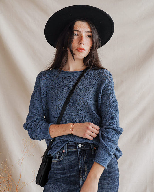 Pullover mit Stehkragen - Blau