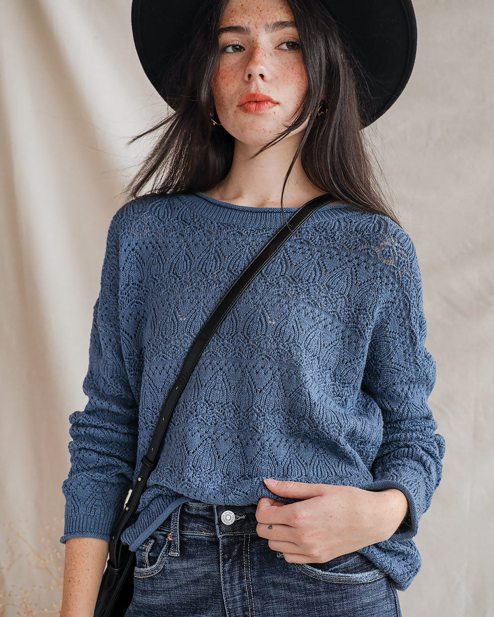 Pullover mit Stehkragen - Blau