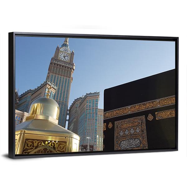 Clock Tower Mecca Canvas Wall Art-1 Piece-Floating Frame-24" x 16"-Tiaracle