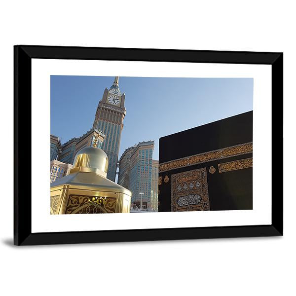 Clock Tower Mecca Canvas Wall Art-1 Piece-Framed Print-20" x 16"-Tiaracle