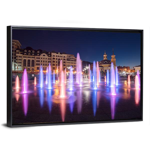 Colorful Fountains Canvas Wall Art-1 Piece-Floating Frame-24" x 16"-Tiaracle