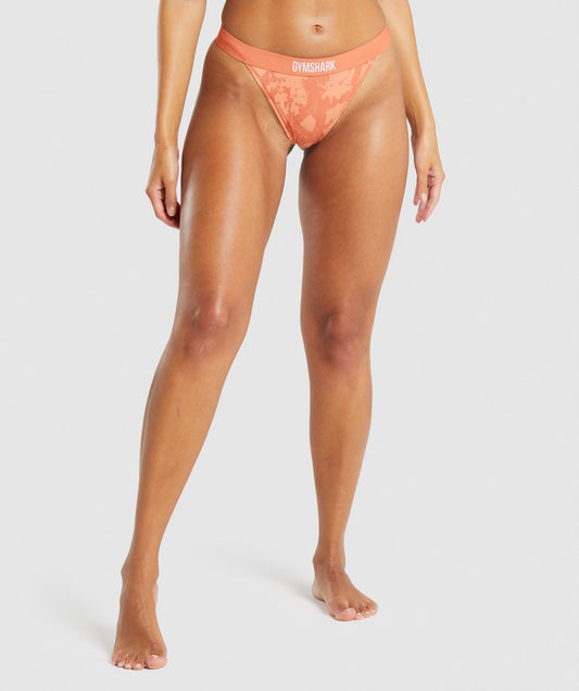 Gymshark Cotton High Rise Thong - Orange Print