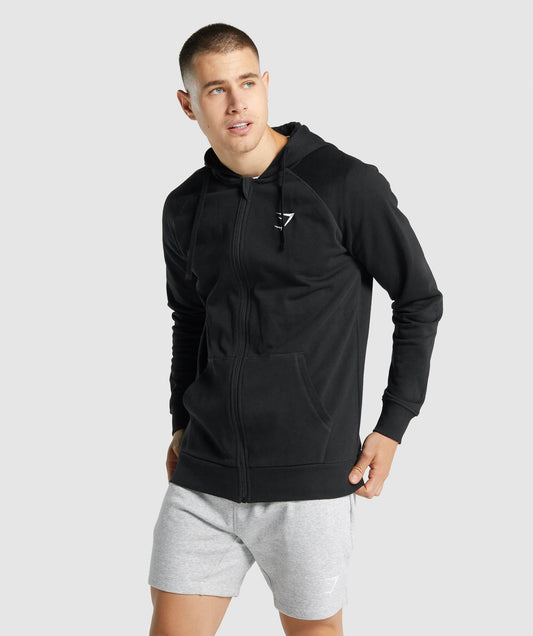 Gymshark Crest Zip Up Hoodie - Schwarz