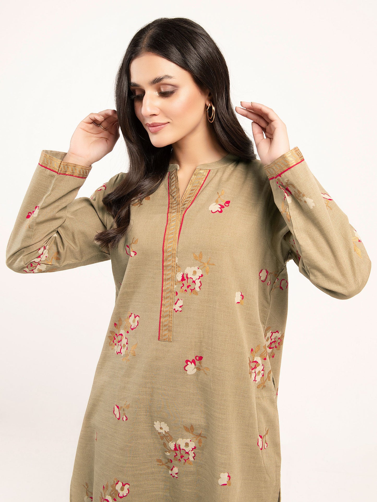 Gold Pasting Khaddar Suit