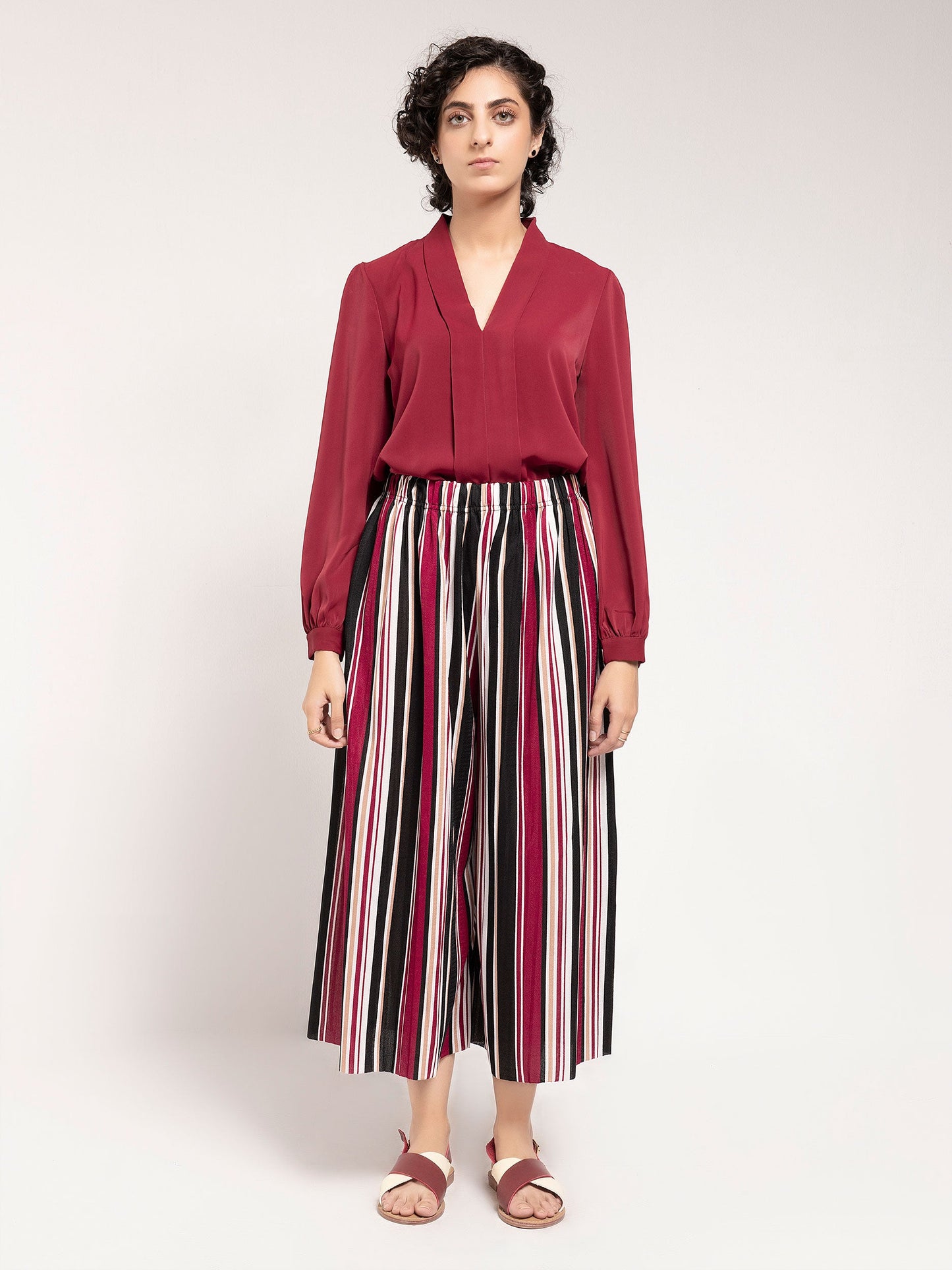 Striped Culotte Pants