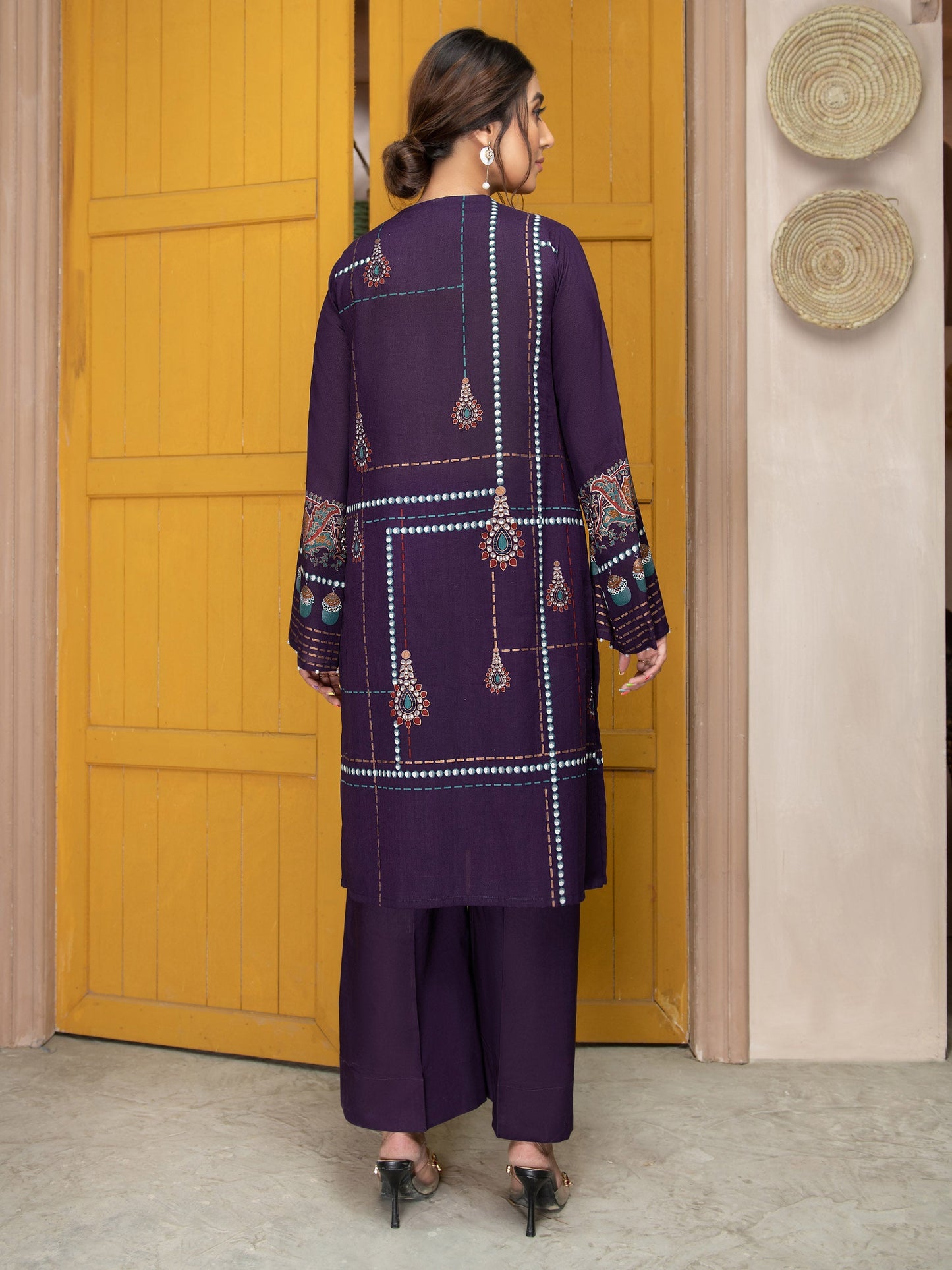 Gold Pasted Lawn 2 Piece Suit