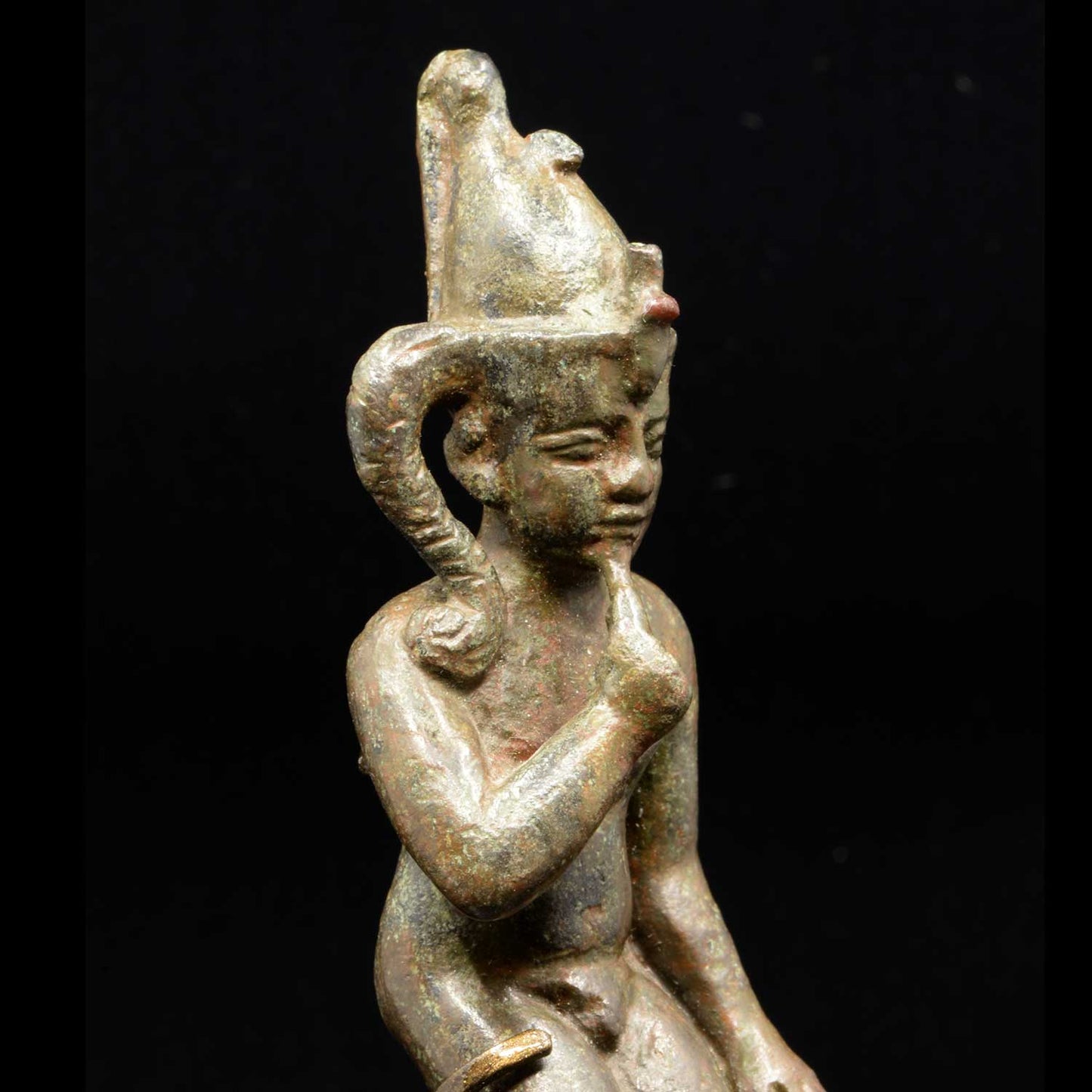 Eine ägyptische Bronzefigur des Harpokrates, Saite-Zeit, ca. 664 - 552 v. Chr.