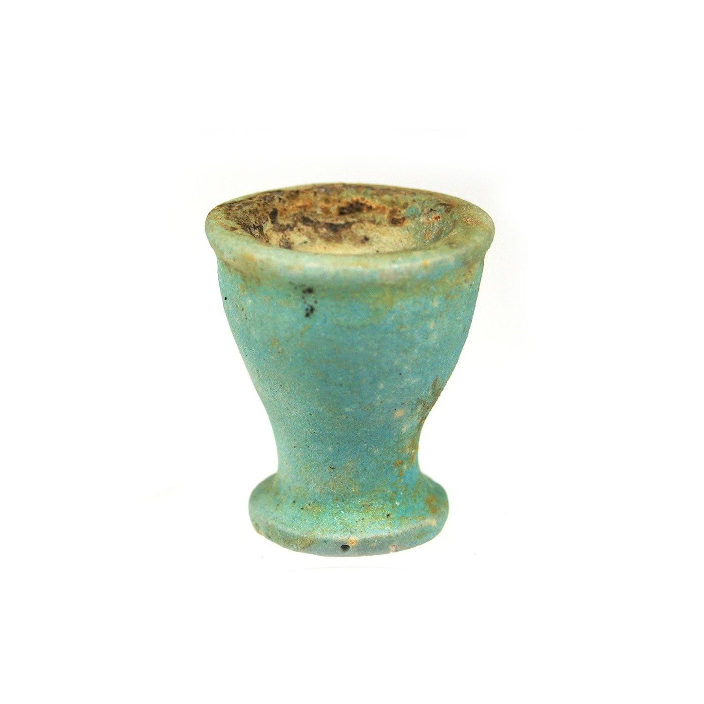 Ein ägyptischer Ölbecher mit blauer Glasur, 26. Dynastie, ca. 664–525 v. Chr.