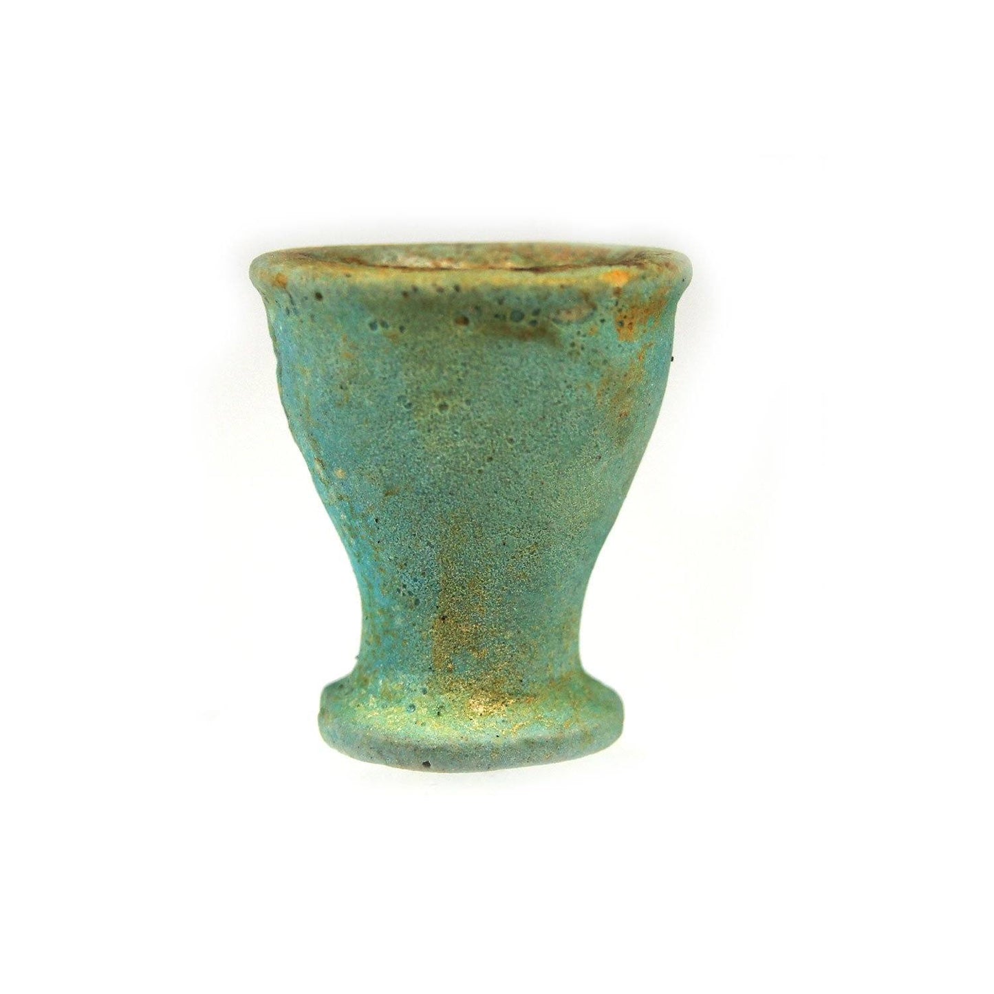 Ein ägyptischer Ölbecher mit blauer Glasur, 26. Dynastie, ca. 664–525 v. Chr.