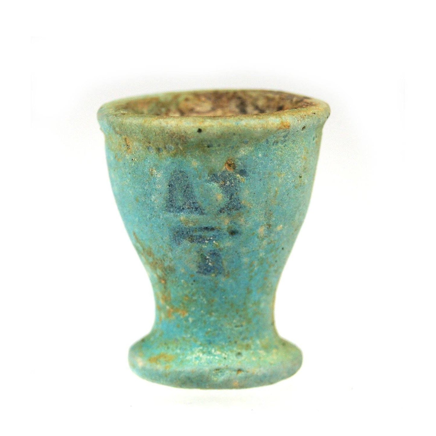 Ein ägyptischer Ölbecher mit blauer Glasur, 26. Dynastie, ca. 664–525 v. Chr.