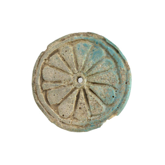 ایک مصری faience er spool ، 18 ویں خاندان ، امرنا پیریڈ ، CA 1352-1336 BCE