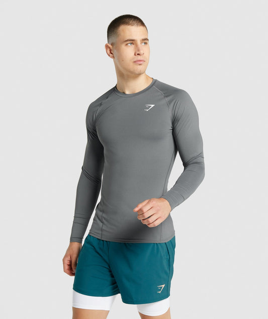 Gymshark -Element Baselayer Langarm T -Shirt - Holzkohle