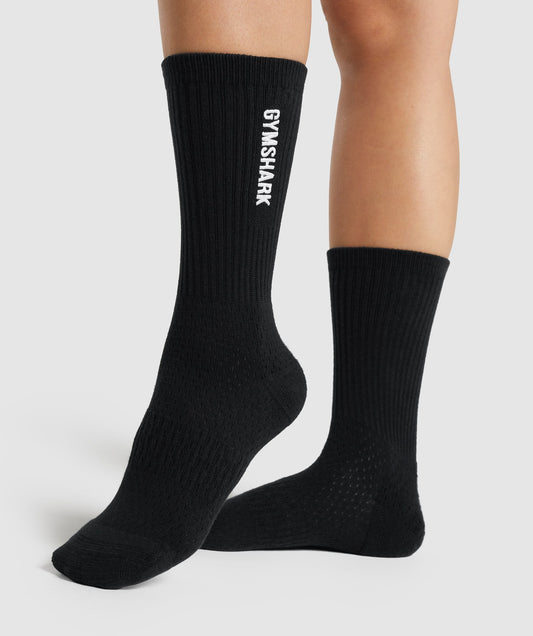 Gymshark bestickte Logo -Crew -Socken - schwarz
