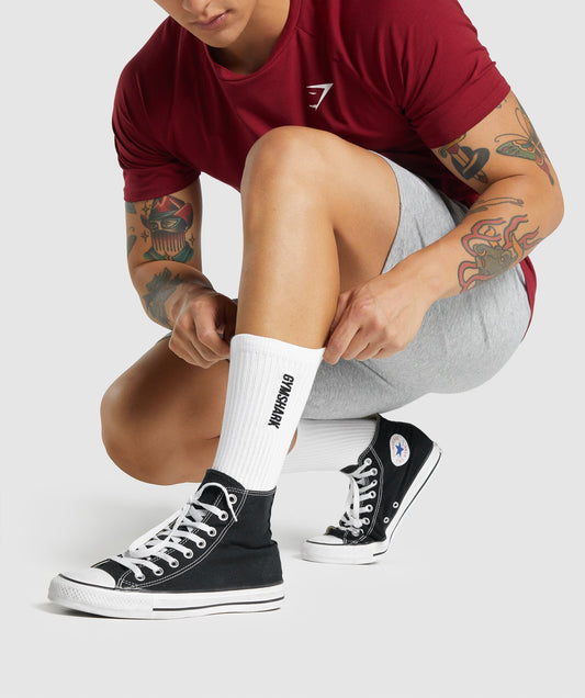 Gymshark bestickte Logo -Crew -Socken - Weiß