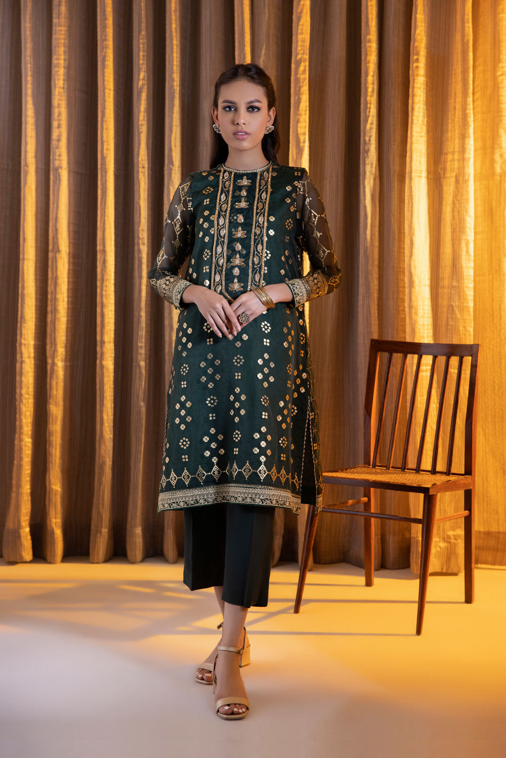2 Piece - Embroidered Organza Suit