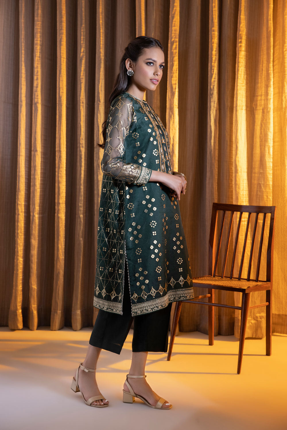 2 Piece - Embroidered Organza Suit