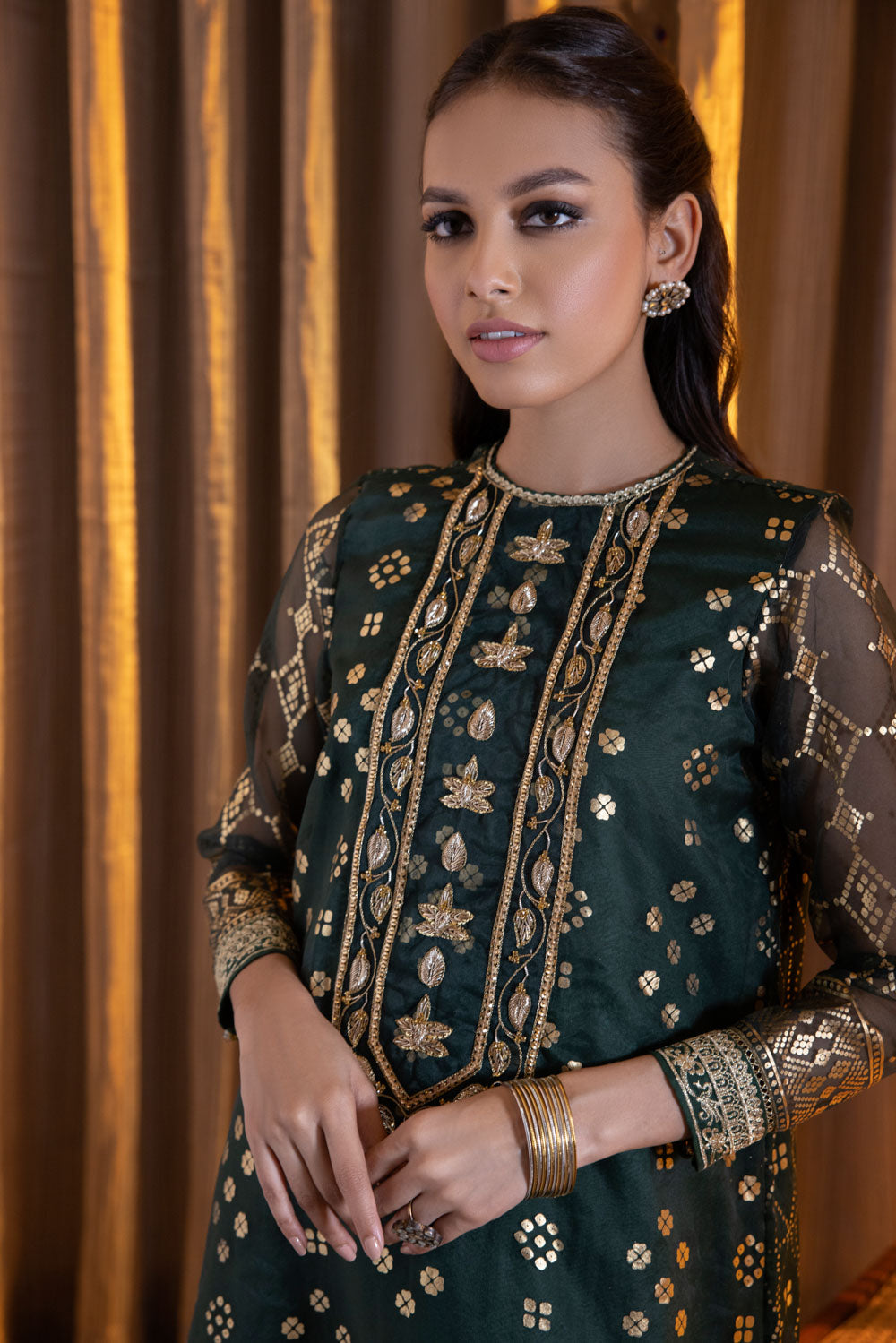 2 Piece - Embroidered Organza Suit