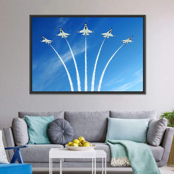 Fighter Jets Demonstration Canvas Wall Art-3 Horizontal-Gallery Wrap-25" x 16"-Tiaracle
