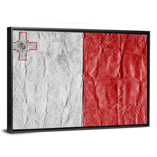 Flag Of Malta Canvas Wall Art-1 Piece-Floating Frame-24" x 16"-Tiaracle