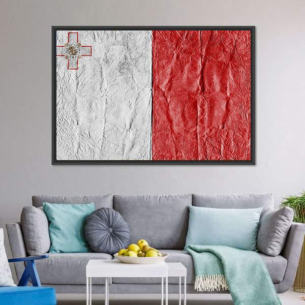 Flag Of Malta Canvas Wall Art-3 Horizontal-Gallery Wrap-25" x 16"-Tiaracle