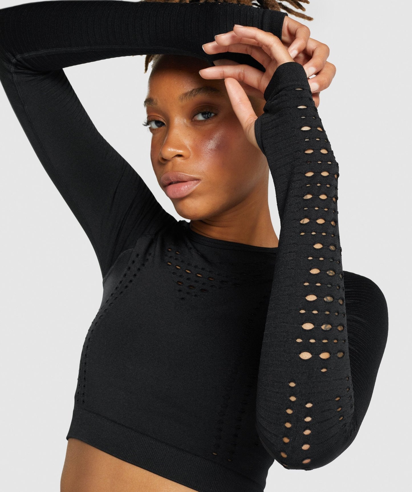 Gymshark Glow Long Sleeve Seamless Crop Top - Black