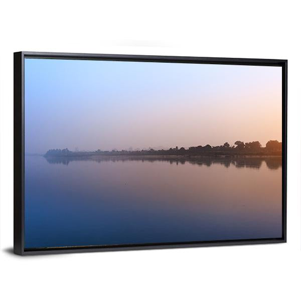 Ganga River Morning Canvas Wall Art-3 Horizontal-Gallery Wrap-25" x 16"-Tiaracle