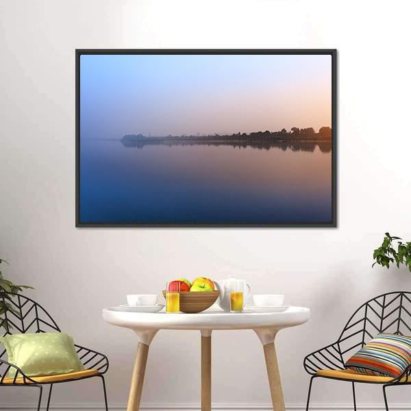 Ganga River Morning Canvas Wall Art-3 Horizontal-Gallery Wrap-25" x 16"-Tiaracle