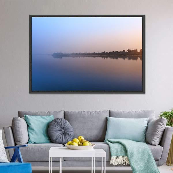 Ganga River Morning Canvas Wall Art-3 Horizontal-Gallery Wrap-25" x 16"-Tiaracle