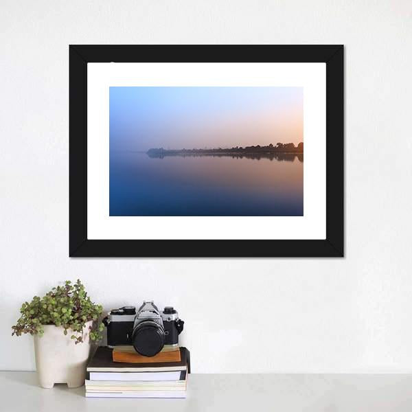 Ganga River Morning Canvas Wall Art-3 Horizontal-Gallery Wrap-25" x 16"-Tiaracle