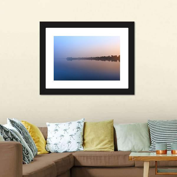 Ganga River Morning Canvas Wall Art-3 Horizontal-Gallery Wrap-25" x 16"-Tiaracle
