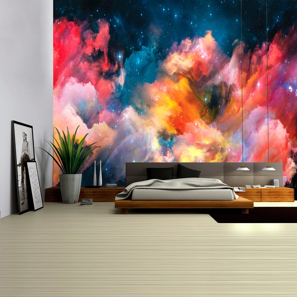 3D Galaxy Psychedelic Wall Tapestry Planet Space Tapestry Hanging Polyester Boho Decorations High Quality Wall Hanging