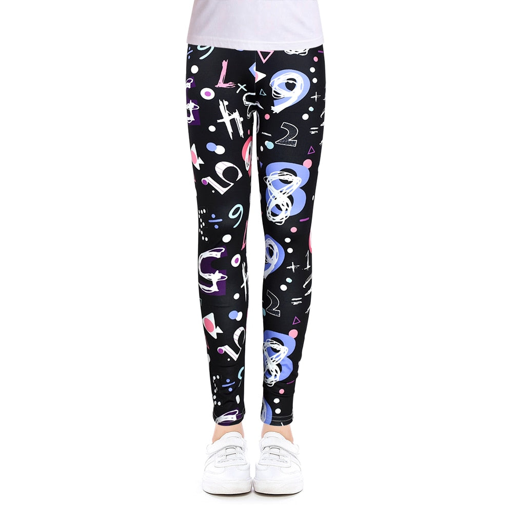 Leggings für Mädchen für Outdoor-Reisen, Kleidung für Mädchen, Hosen für Schüler, Freizeitkleidung, anpassbar, stilvoller Computerdruck, für 4–13 Jahre