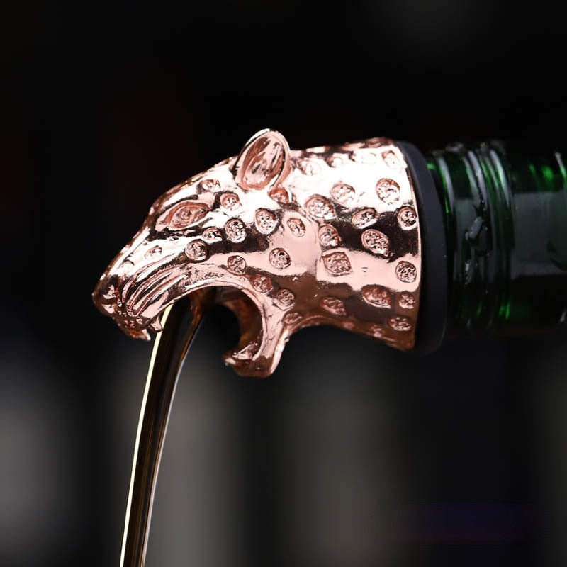 1 piece red wine pourer zinc alloy rhinoceros lion leopard antelope head wine stopper drink bar tool nightclub bar accessories