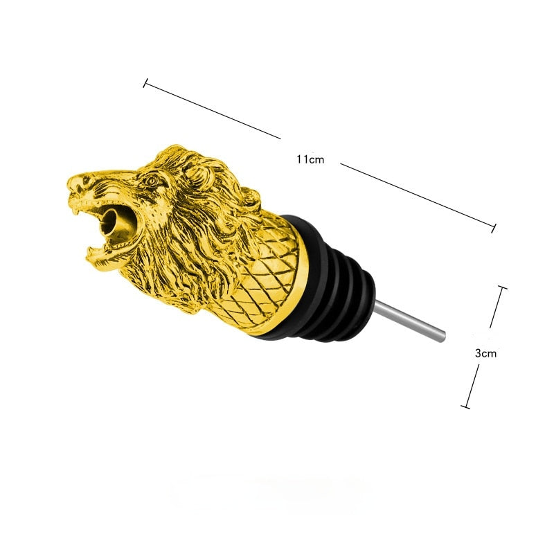 1 piece red wine pourer zinc alloy rhinoceros lion leopard antelope head wine stopper drink bar tool nightclub bar accessories