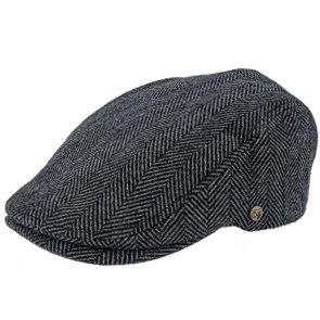 Main Street - Ivy Cap aus Tweed mit Karomuster und Fischgrätenmuster in Walrossgrau