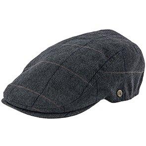 Main Street - Ivy Cap aus Tweed mit Karomuster und Fischgrätenmuster in Walrossgrau