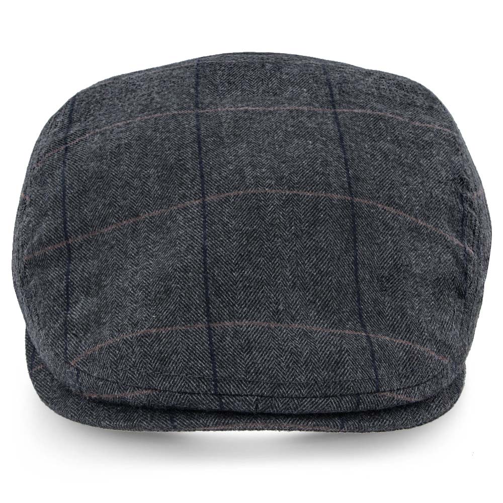 Main Street - Ivy Cap aus Tweed mit Karomuster und Fischgrätenmuster in Walrossgrau