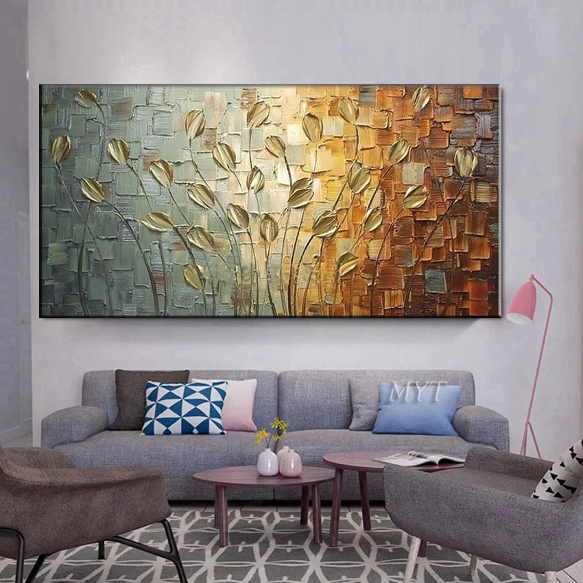 Nordische Kunst Abstrakte Blätter Blumen Ölgemälde auf Leinwand Wand Kunst Poster Drucke Wand Bilder für Wohnzimmer Hause Cuadros
