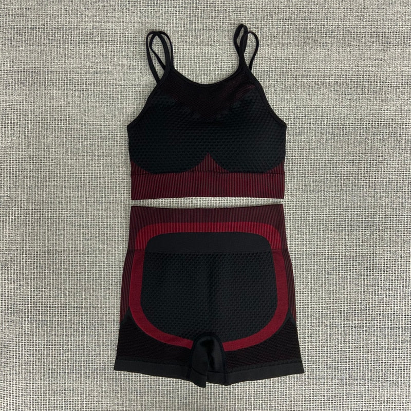 Women Yoga Set Running Seamless Gym Clothing Fitness Leggings + Crop Top Sportswear High Waist Fitness Legging Workout Yoga Suit