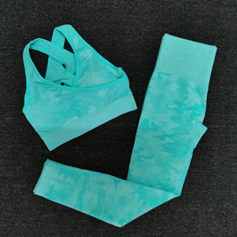 Newest Yoga Set Women Seamless Camouflage Tops/Pants Fitness Sports Bra High Waist GYM leggings  Camo Fitness Suit Workout Sets